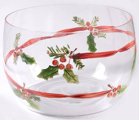Festive Ribbon 8" Glassware Salad Bowl