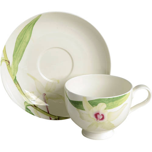 White Orchid Footed Cup & Saucer Set