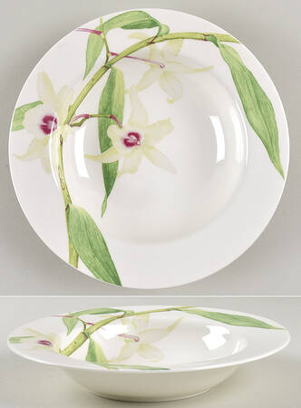 White Orchid Rim Soup Bowl