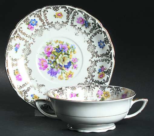 BAR57 Footed Cream Soup Bowl & Saucer Set