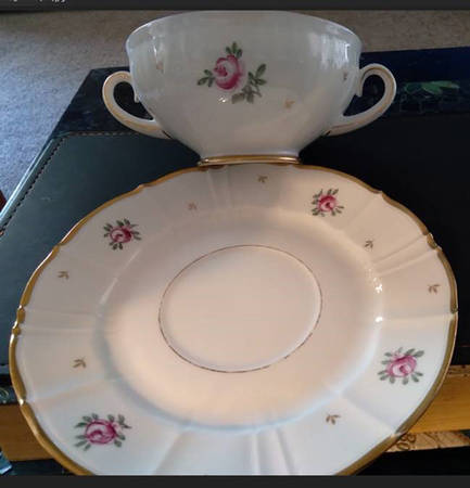 BIG38 Footed Cream Soup Bowl & Saucer Set