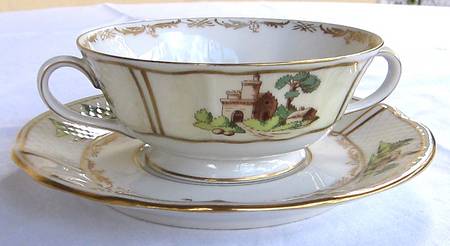 BER310 Footed Cream Soup Bowl & Saucer Set