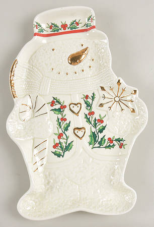 Holly (Gold Trim) Figural Serving Tray