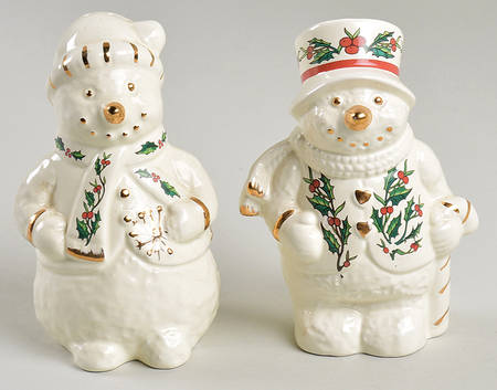 Holly (Gold Trim) Figural Salt & Pepper Set