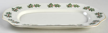 Holly (Gold Trim) 3 Piece Cheese Crock Set, Plate Only