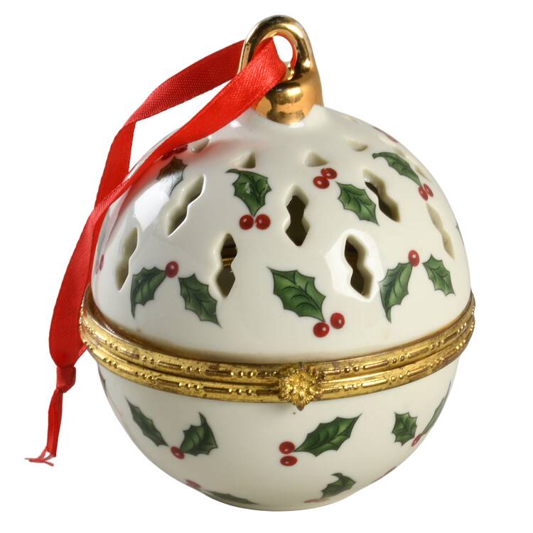 Holly (Gold Trim) Hinged Box Ornament