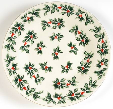 Holly (Gold Trim) Cake Plate