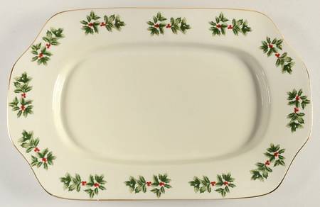Holly (Gold Trim) Cheese Tray
