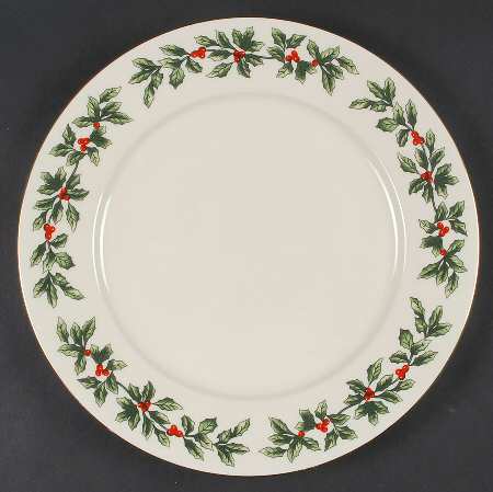 Holly (Gold Trim) Dinner Plate