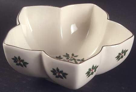 Holly (Gold Trim) Star Shaped Bowl