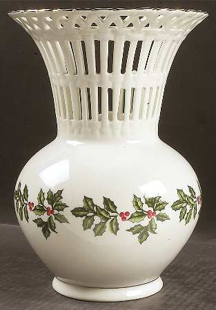Holly (Gold Trim) 9" Vase
