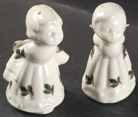Holly (Gold Trim) Figural Salt and Pepper