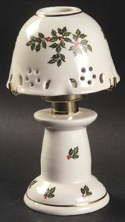Holly (Gold Trim) Mini Hurricane Lamp & Globe