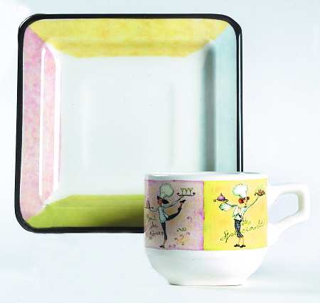 Female Chefs Flat Demitasse Cup & Saucer Set