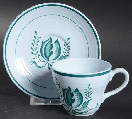 Tulip Green Flat Demitasse Cup & Saucer Set