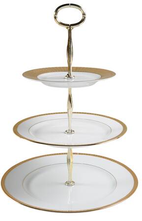 Athena Gold 13 7/8"-14 1/4" 3-Tiered Serving Tray(DP,SP,BB) HC