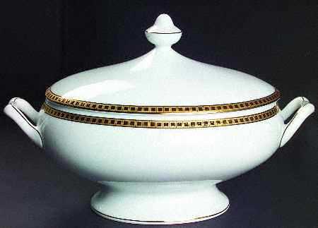 Athena Gold Oval Covered Vegetable