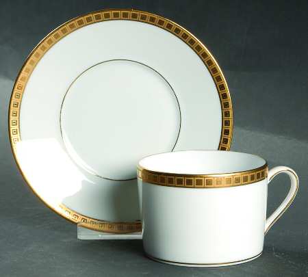 Athena Gold Flat Cup & Saucer Set