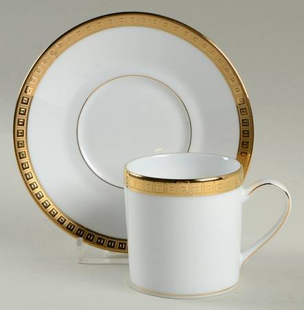 Athena Gold Flat Demitasse Cup & Saucer Set