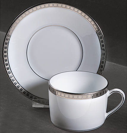 Athena Platinum Flat Cup & Saucer Set