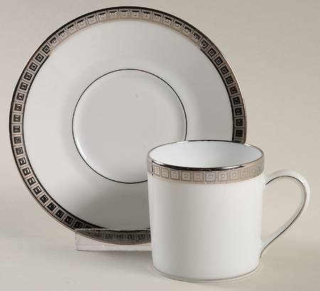 Athena Platinum Flat Demitasse Cup & Saucer Set