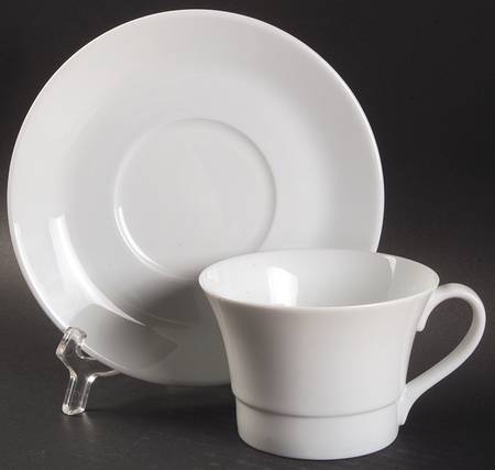 Fusion White Flat Cup & Saucer Set