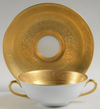 Miroir (Encrusted) Flat Cream Soup Bowl & Saucer Set