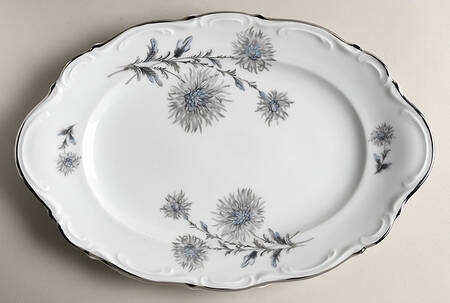 Summertime (2 Large Floral Sprays) 12" Oval Serving Platter