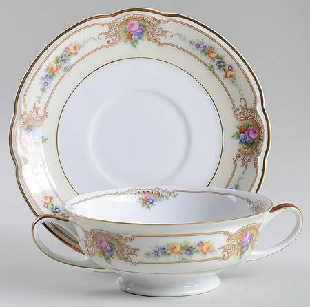 BLK108 Footed Cream Soup Bowl & Saucer Set