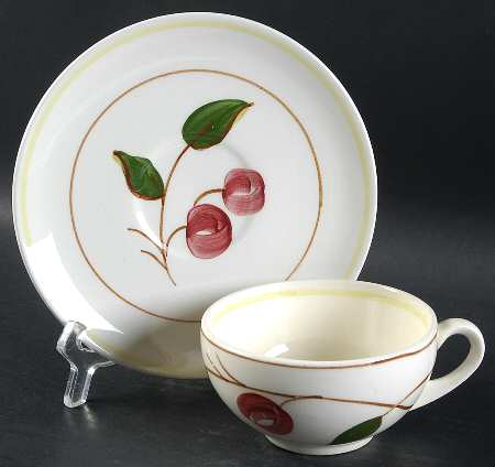 Mountain Cherries Hermitage Flat Cup & Saucer Set