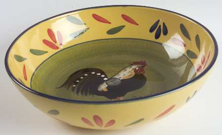 Provence Rooster Collection 10" Large Salad Serving Bowl