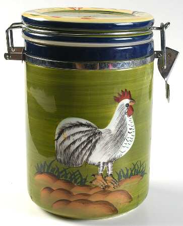 Provence Rooster Collection Medium Canister & Lid