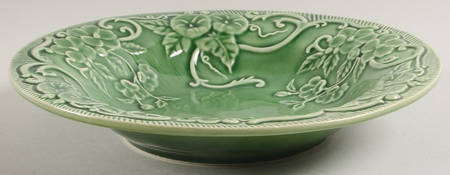 Flowers Green Rim Soup Bowl by Bordallo Pinheiro