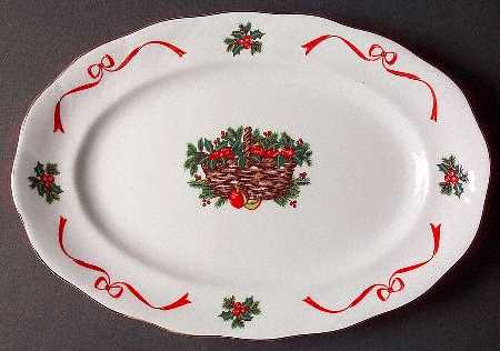 Basket of Cheer (Scalloped, Swirl Embossed) 13" Oval Serving Platter