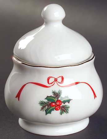 Basket of Cheer (Scalloped, Swirl Embossed) Sugar Bowl & Lid