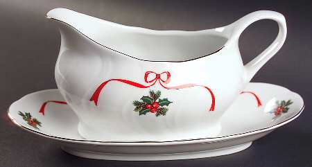 Basket of Cheer (Scalloped, Swirl Embossed) Gravy Boat & Underplate