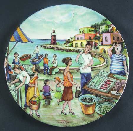 Market Scenes Dinner Plate by Brunelli