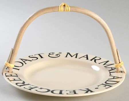 Black Toast & Marmalade 5 3/8"-5 5/8" Bamboo Handled Serving Plate  HC