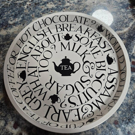 Black Toast & Marmalade 12" Metal Round Tray
