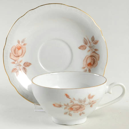 Alpin Rose (Roses Center, Embossed Ribs) Flat Cup & Saucer Set
