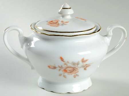Alpin Rose (Roses Center, Embossed Ribs) Sugar Bowl & Lid