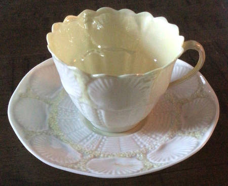 New Shell Pink (No Trim) Flat Cup & Saucer Set