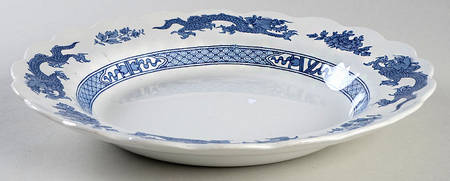 Dragon Blue (Gold Trim) Large Rim Soup Bowl
