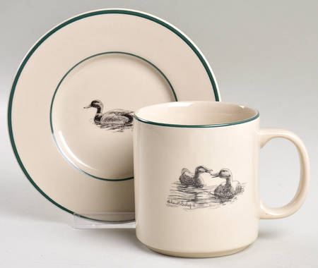 Waterfowl Flat Cup & Saucer Set