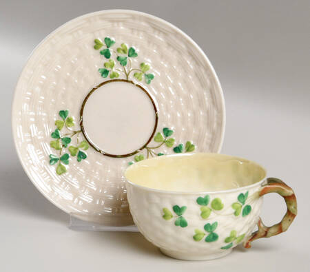 Shamrock (Older Black Backstamps) Flat Cup & Saucer Set