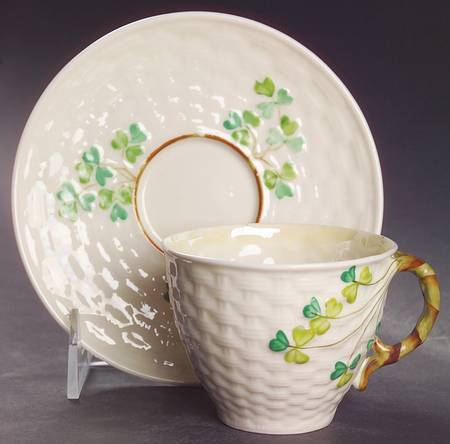 Shamrock (Older Black Backstamps) Flat Cup & Saucer Set