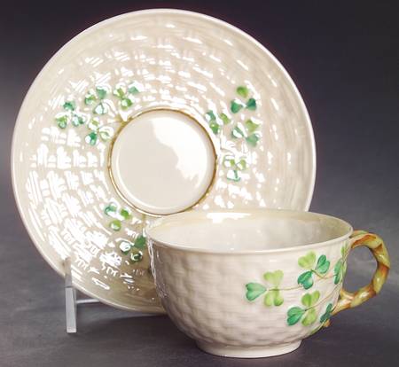 Shamrock (Older Black Backstamps) Flat Cup & Saucer Set