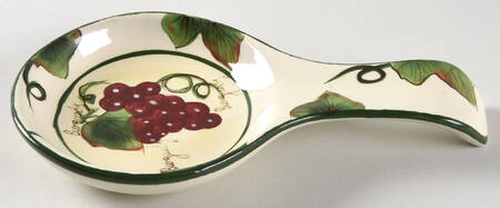 Grape Writing Collection Spoon Rest/Holder (Holds 1 Spoon)