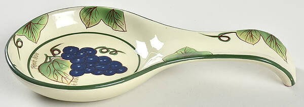 Grape Writing Collection Spoon Rest/Holder (Holds 1 Spoon)