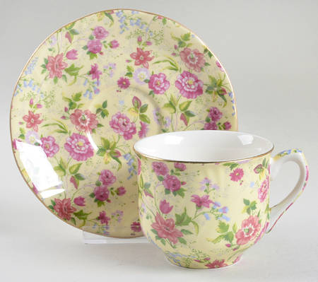 Charlotte Chintz (Scalloped) Flat Cup & Saucer Set
